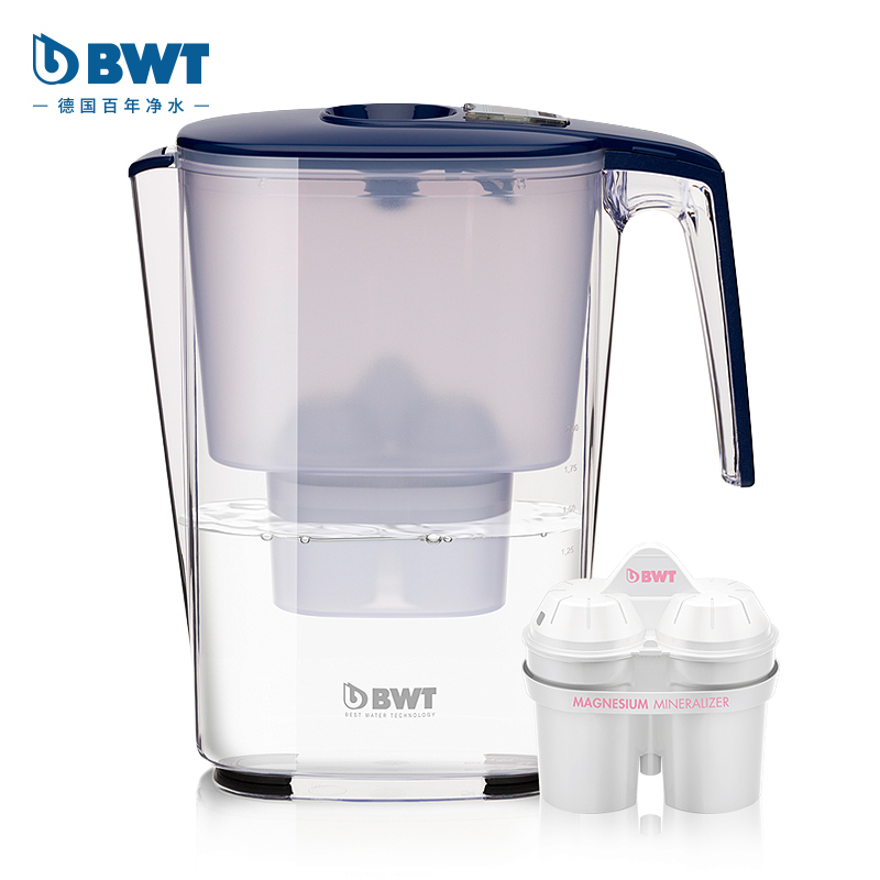 德国 倍世(BWT)Slim系列3.6 L 蓝色 电子计时 标配镁离子滤芯+去水垢加强型*6 便携式净水器饮水机
