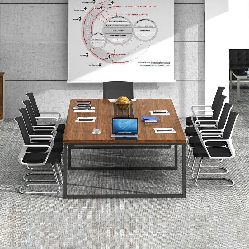 双朗 钢架会议桌按米计算 SL-SF102575B 1000*1500*750mm 胡桃色 米高清大图