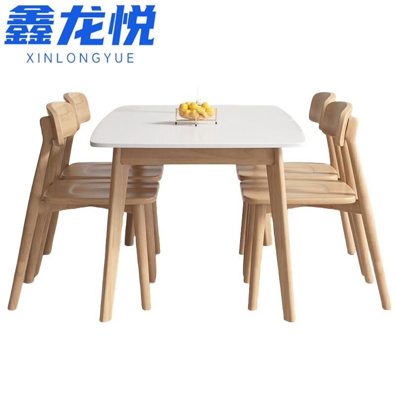 鑫龙悦岩板餐桌1.6m含4椅套高清大图