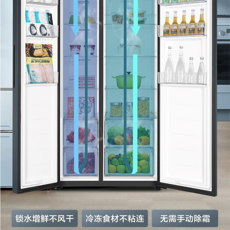 海尔(Haier)616升大对开门冰箱 一级变频 风冷无霜 黑金净化杀菌大容量冰箱BCD-616WGHSSEDC9高清大图