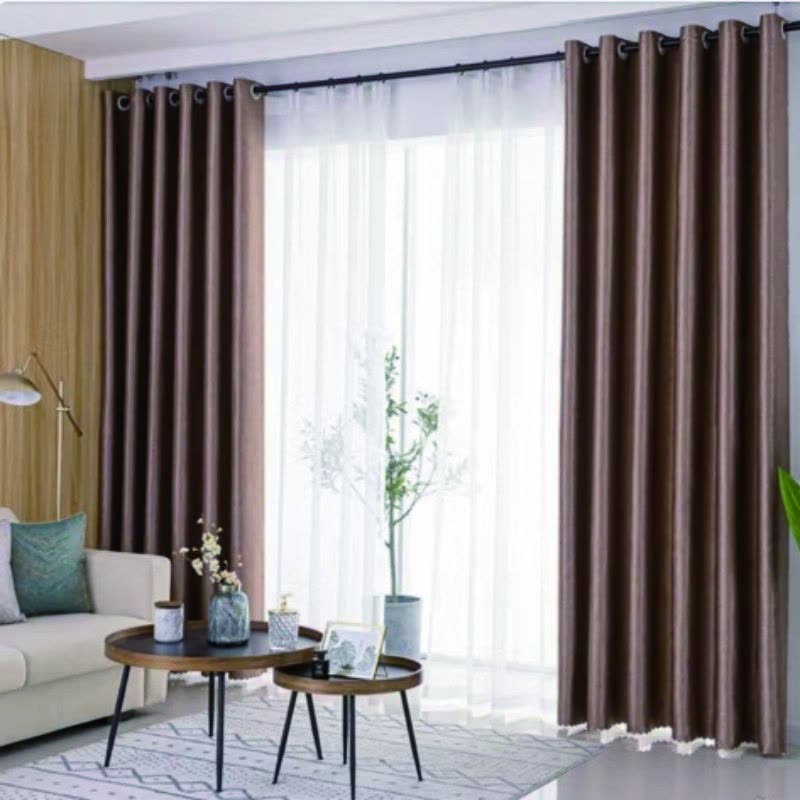 愉悦之家 1m*2.7m(打孔款) G-悦绒电雕竖条竖条功能帘 窗帘 (计价单位:米) 咖色图片