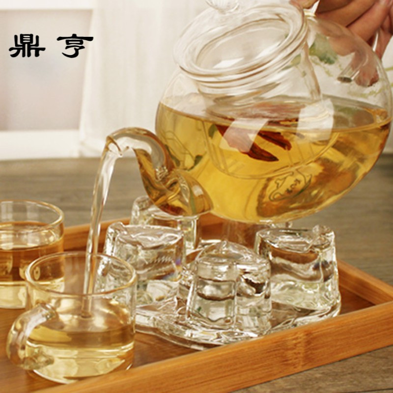鼎亨耐高温水果茶壶花茶具套装可加热玻璃茶壶家用保温煮茶壶泡茶