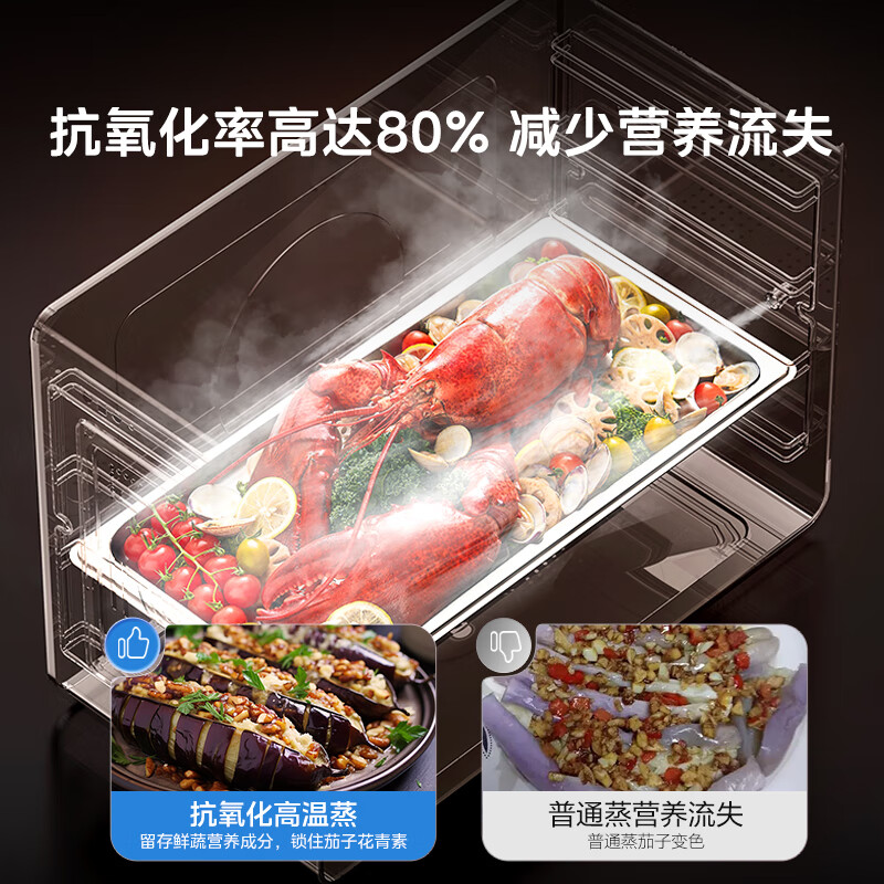 美的(Midea)[晴空黑色FX90]集成灶一体式 变频26风量 蒸汽洗 5.2kW燃气灶 蒸烤箱一体机高清大图