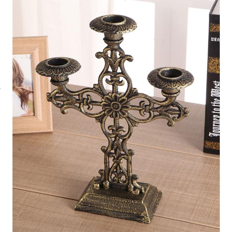 欧式贵族烛台铸铁工艺品雕花铁艺烛台蜡台复古蜡烛台家居婚庆摆设