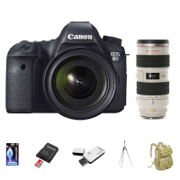 佳能6D KIT (24-70mm+70-200mm)数码单反相机 SD卡 双肩背包 三脚架 读卡器 清洁套装