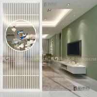 新中式移动屏风隔断墙客厅卧室玄关简约现代磨砂钢化玻璃装饰折屏_550 定做/平方玻璃/平方算价格