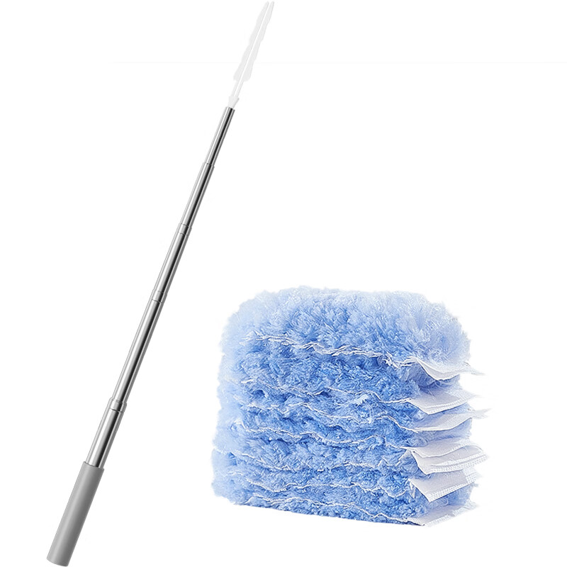 鸡毛掸子除尘扫灰家用静电除尘掸床底清扫神器 加长伸缩柄(37-110CM)+10片双面掸头 单位:套高清大图