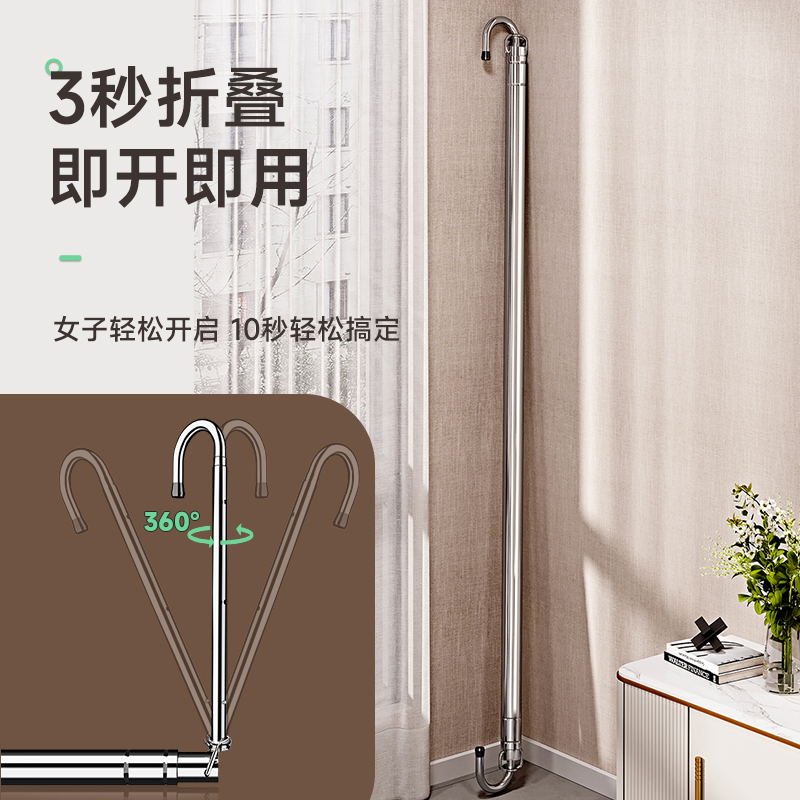 晾衣架家用阳台伸缩晾衣杆升降凉衣捍吊挂不锈钢免打孔晒被子神器高清大图