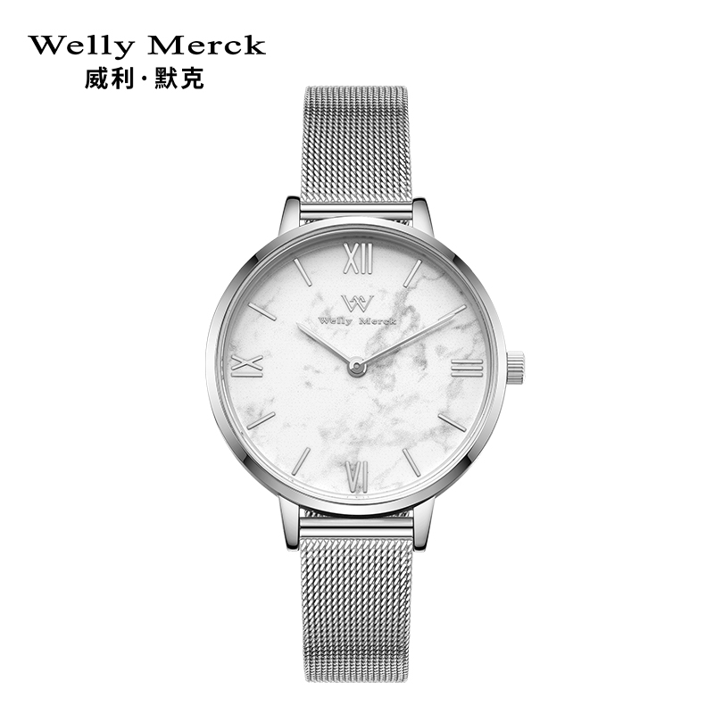 welly merck 威利默克手表女石英表小绿表超薄学生防水个性女士时尚潮流女表WM009L WM009L.M2SWS
