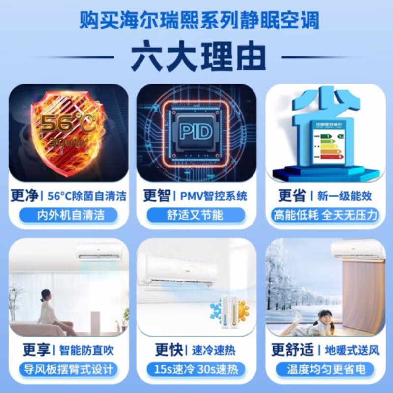 海尔(Haier)空调挂机1.5匹 除菌自清洁 新一级家用空调卧室壁挂式空调省电新一级能效 1.5匹KFR-35GW