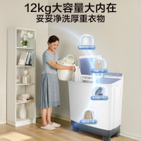 [官方正品]小天鹅12KG双缸洗衣机双桶半自动 原厂品质电机 强劲水流 洗脱分离 TP12V999(TP12S156)