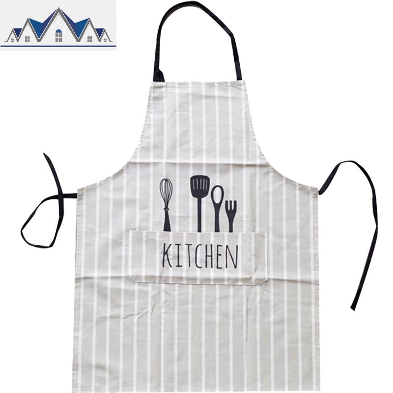 风尚 北欧餐具图案围裙简约棉厨房做饭围裙家居无袖工作服 三维工匠高清大图