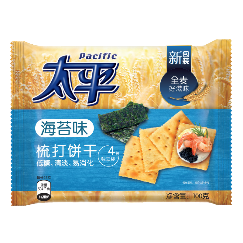 亿滋太平梳打饼干 海苔口味 100g 袋饼干代餐伴侣健康零食图片 高清实拍大图 苏宁易购