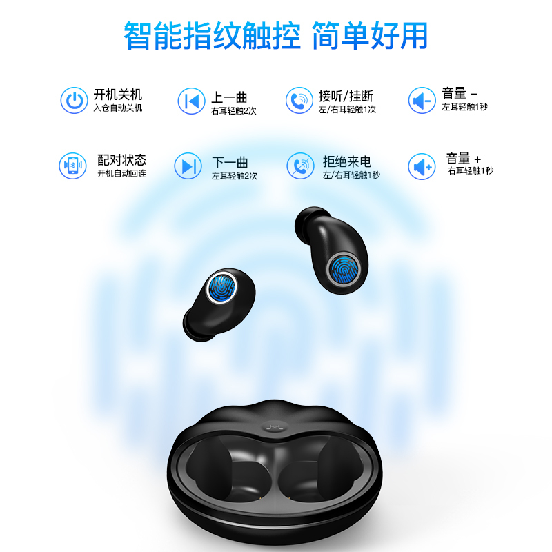 声美tws50无线蓝牙耳机入耳式双耳降噪高音质hifi音乐迷你隐形耳塞重低音跑步运动超长待机续航