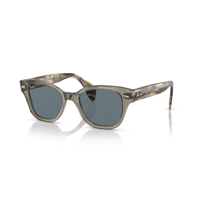 RayBan男士经典纯色商务休闲防紫外线蓝框太阳镜 Transparent_Green_Striped_Gree