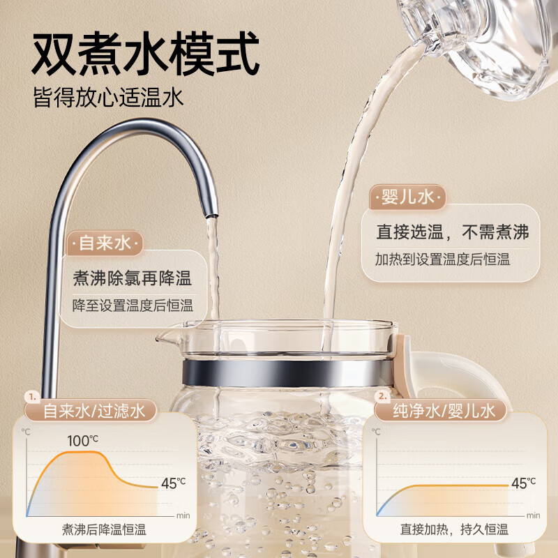 小熊(Bear)恒温水壶恒温壶婴儿调奶器奶瓶冲泡奶粉机电热烧水壶温奶器养生壶 TNQ-N12D2配大口径暖奶篮 1.3L高清大图