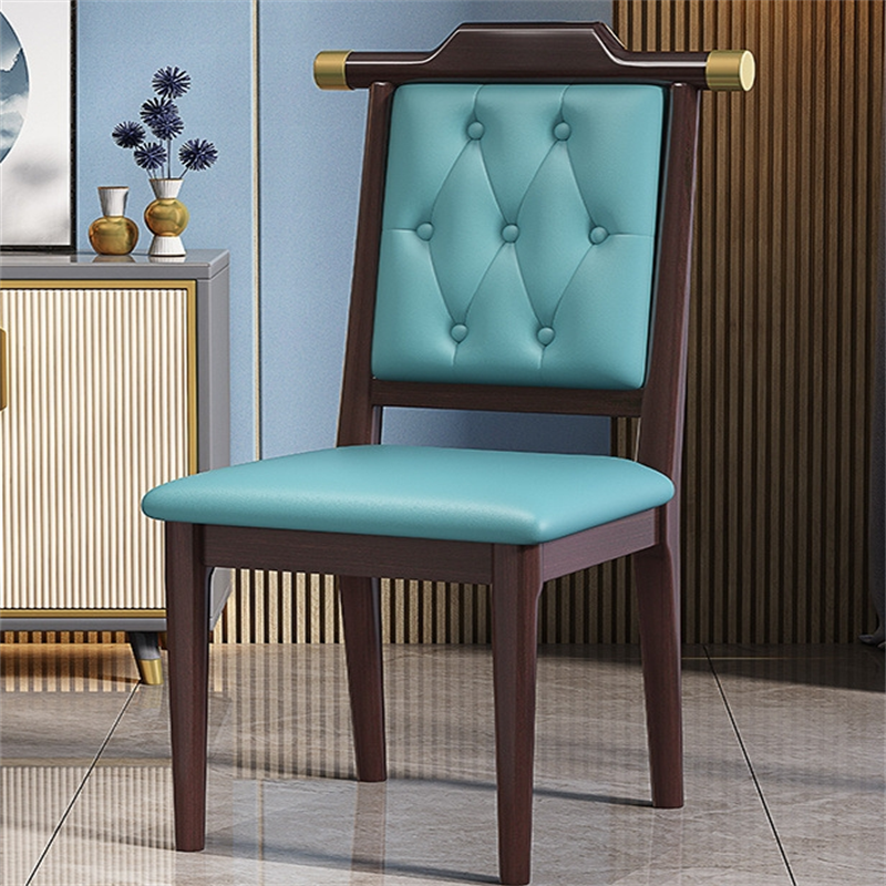 白寅 BY-LSRB 中式软包靠背椅实木椅子 紫檀色+蓝色软包(单位:把)