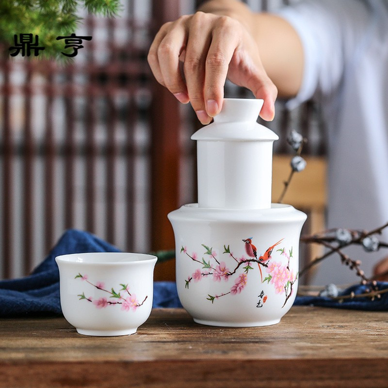 鼎亨陶瓷温酒器烫酒壶家用半斤景德镇中式复古热暖酒器黄酒烧酒白
