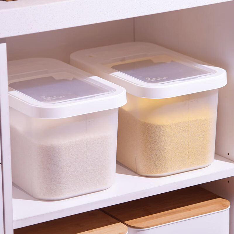 禧天龙(Citylong) T-3339禧乐米桶4个装(白)家用防虫防潮米箱缸面粉储米罐杂粮日式收纳盒高清大图