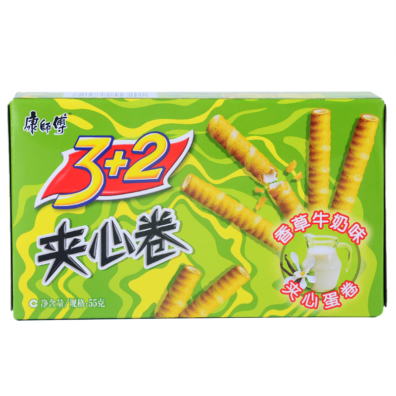 康师傅 3+2夹心卷饼干蛋糕点心营养早餐办公室休闲零食小吃 55g