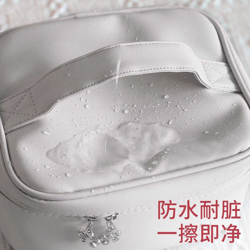 YKN超火ins风化妆包女小便携大容量化妆品收纳包外出随身收纳盒 普通版小号羊巴灰(适用于彩妆用品)