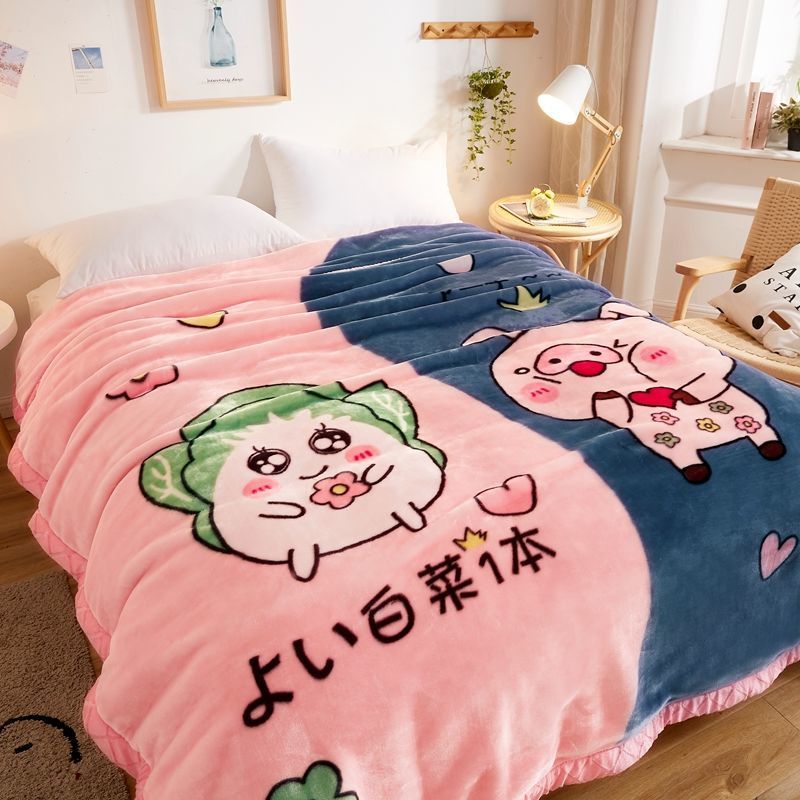 双层加厚毛毯拉舍尔冬季婚庆盖毯珊瑚绒毯子单双人空调毯秋冬被子