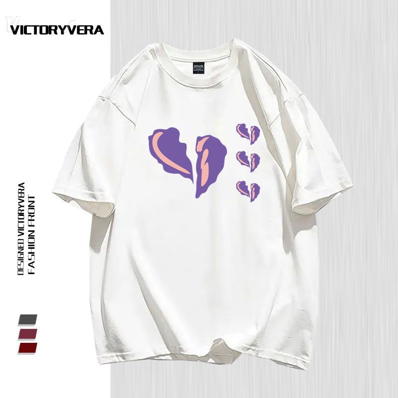 VICTORYVERA短袖t恤女2022夏季新款港风宽松休闲bf闺蜜装印花上衣