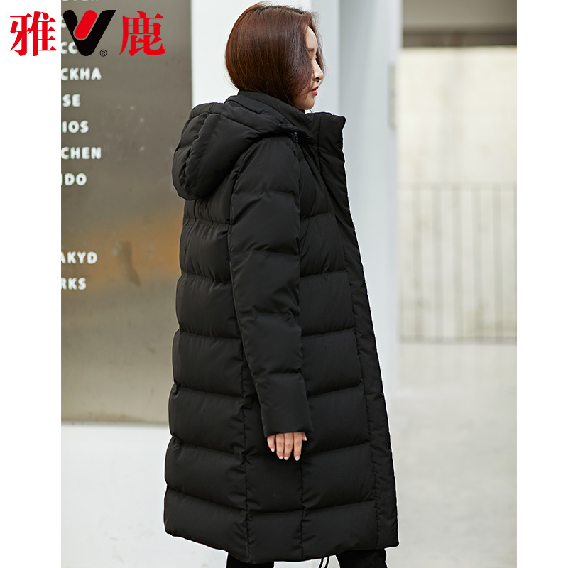 yaloo/雅鹿2019新款冬季羽绒服女中长款韩版时尚宽松简约连帽保暖