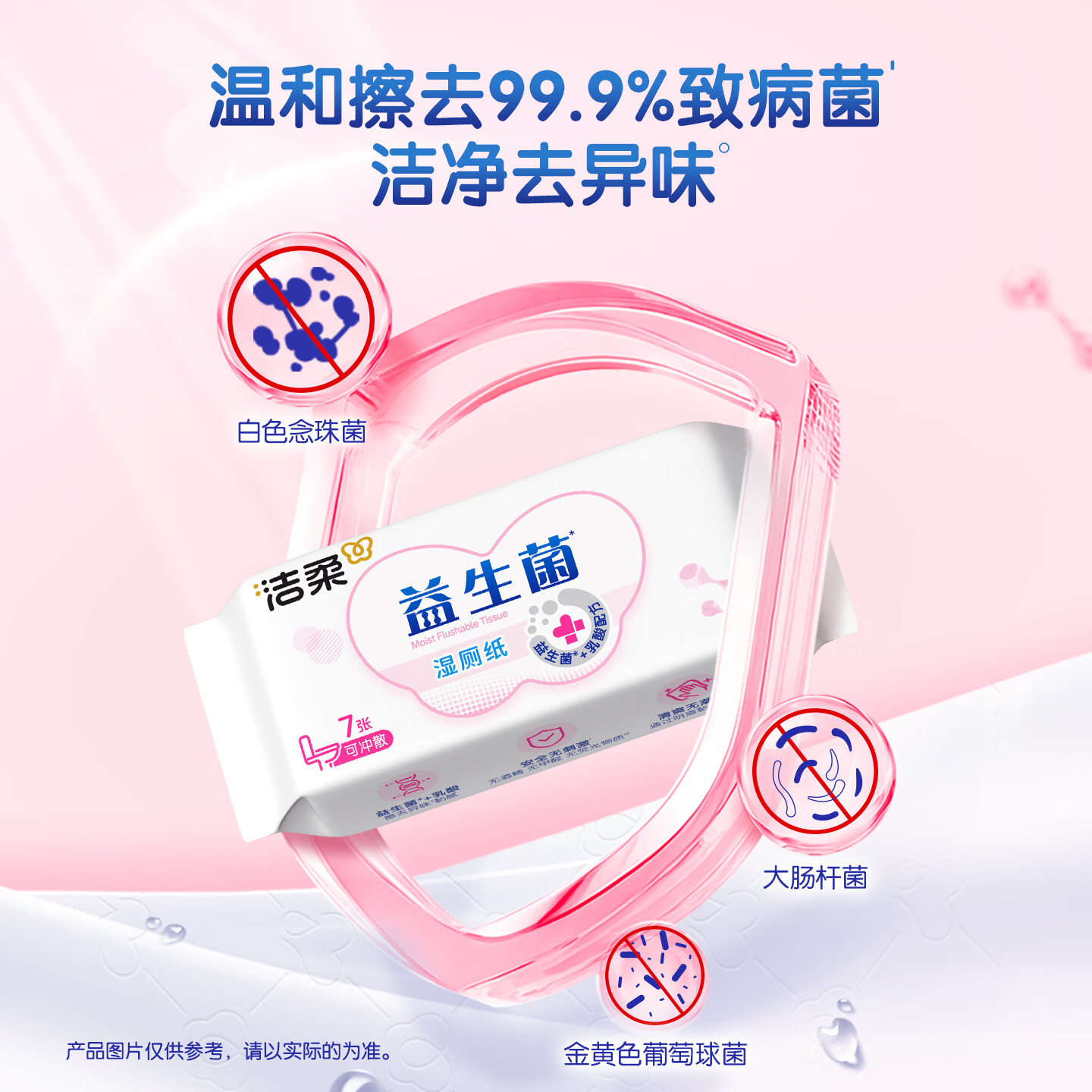 洁柔湿厕纸便携装益生菌7片*8包超迷你洁厕湿纸巾厕纸湿巾搭配卷纸高清大图