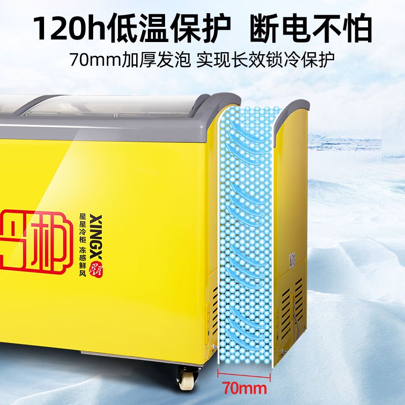 星星(XINGX) SD/SC-325YE 卧式冷柜 冰柜 圆弧柜 超商用冷柜 推拉门 制冷强 冷藏冷冻柜高清大图
