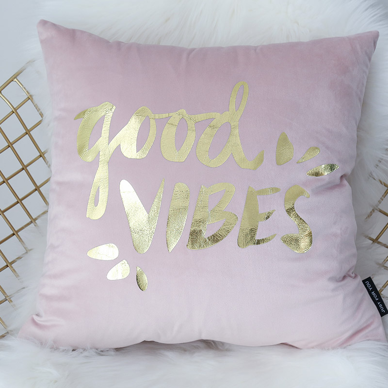 北欧风烫金抱枕ins网红款墨绿色正方形沙发靠枕套宝蓝深蓝色靠垫高清大图