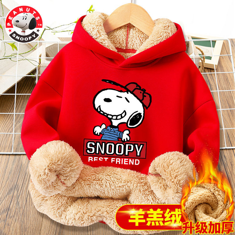 童装儿童卫衣加绒保暖冬季男女中大童羊羔绒连帽休闲针织上衣LJX高清大图