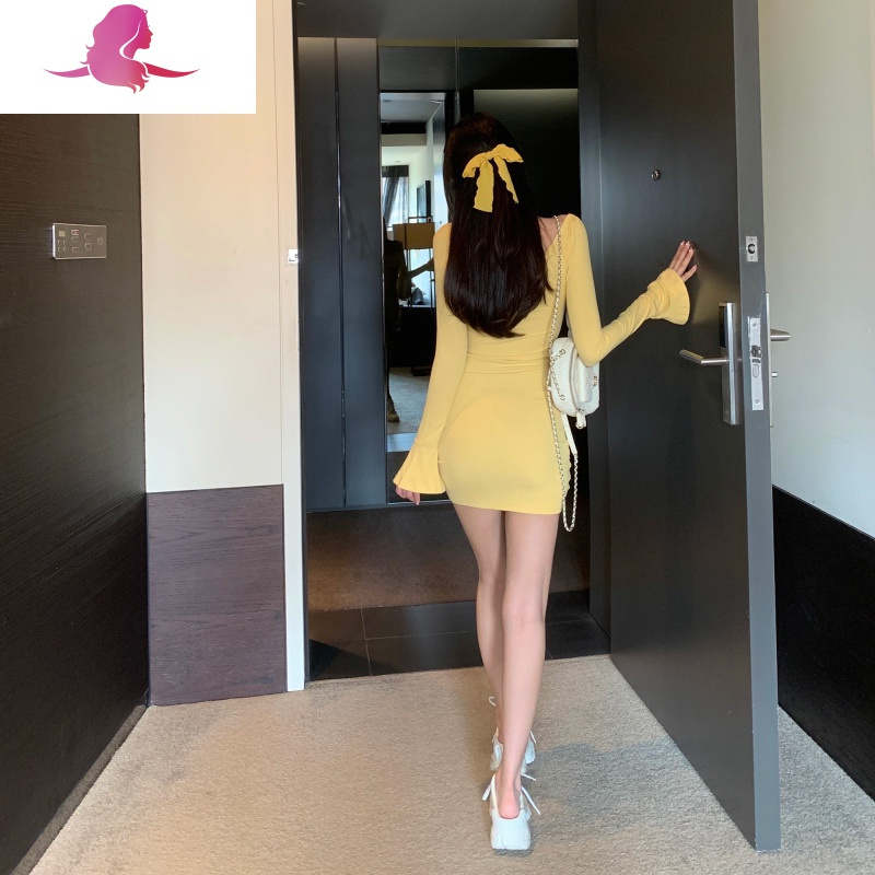 艳如飞豆豆酱chic[甜欲奶油]性感连衣裙女抽绳皱褶裙修身显瘦包臀裙春连衣裙