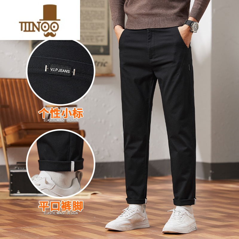 YANXU休闲裤男宽松直筒西裤修身潮流百搭裤子男士长裤秋季2023新款高清大图