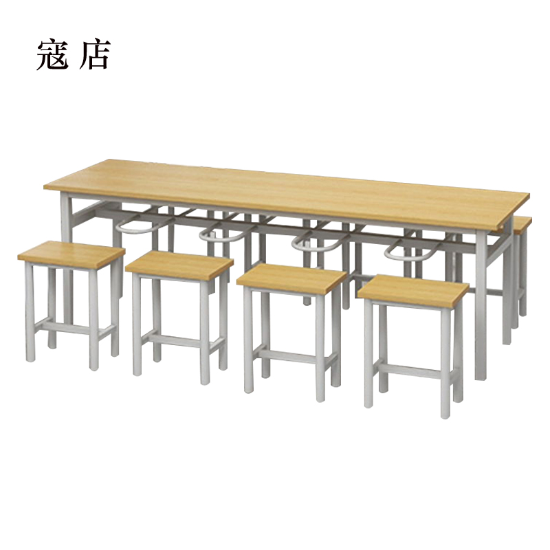 寇店餐桌8人学校食堂小吃店快餐桌椅饭堂防火板桌2200*600*750[含椅]高清大图