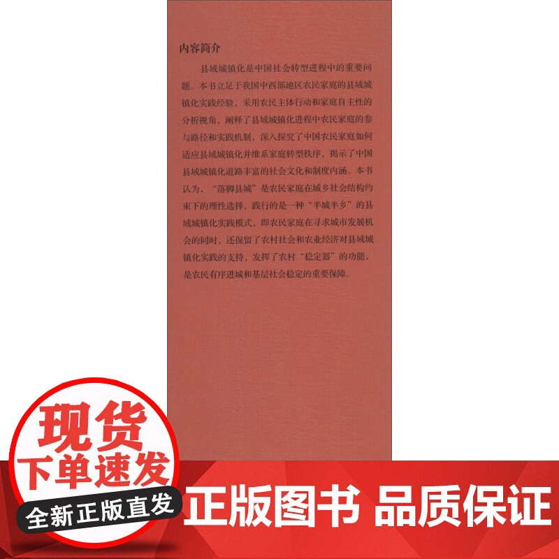 落脚县城 县域城镇化的农民参与机制研究 朱战辉 著 社会科学高清大图