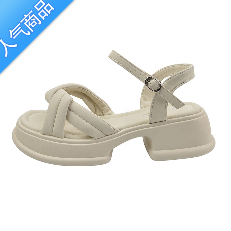 SUNTEK厚底罗马凉鞋女夏季外穿仙女风2023新款法式高级感粗跟沙滩2高清大图