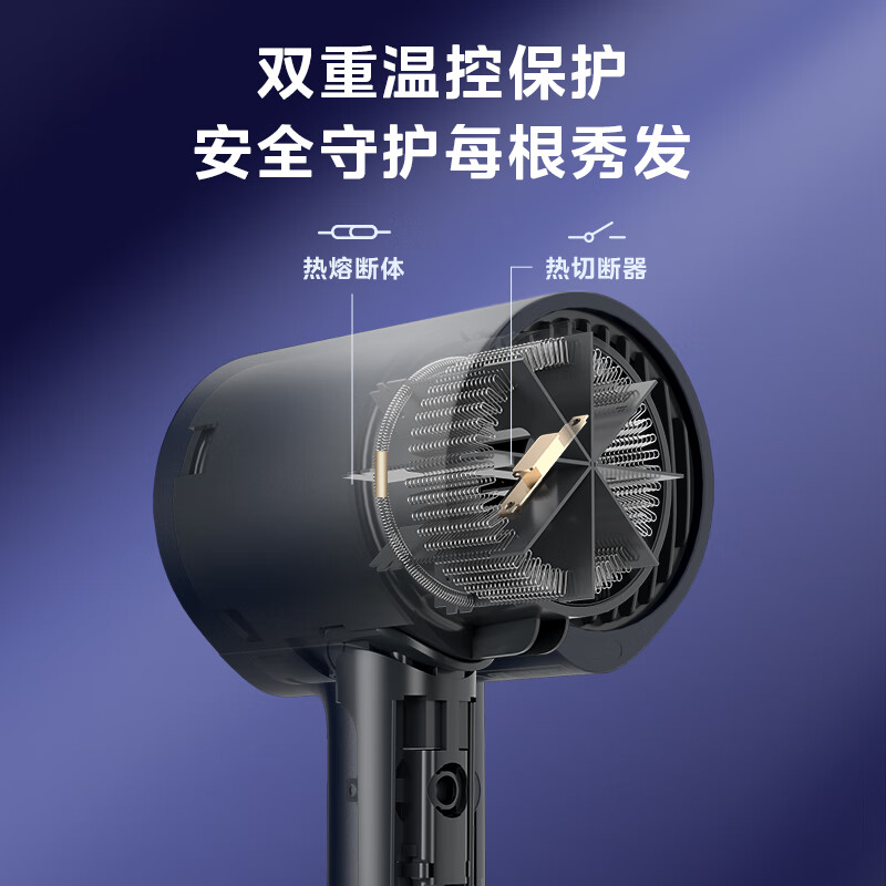 美的(Midea)2亿负离子护发电吹风 家用便携护发吹风筒 大功率快干吹风机 星夜蓝 MB-AJ0503