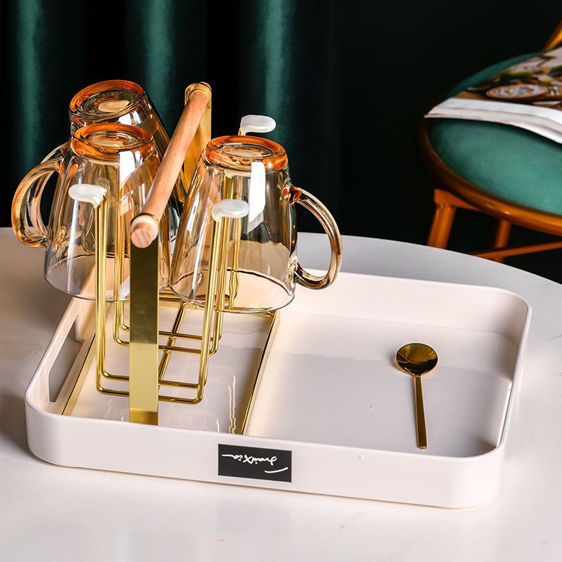 杯子茶杯收纳架杯架玻璃杯置物架水杯架子倒挂放杯子沥水架挂杯子白色