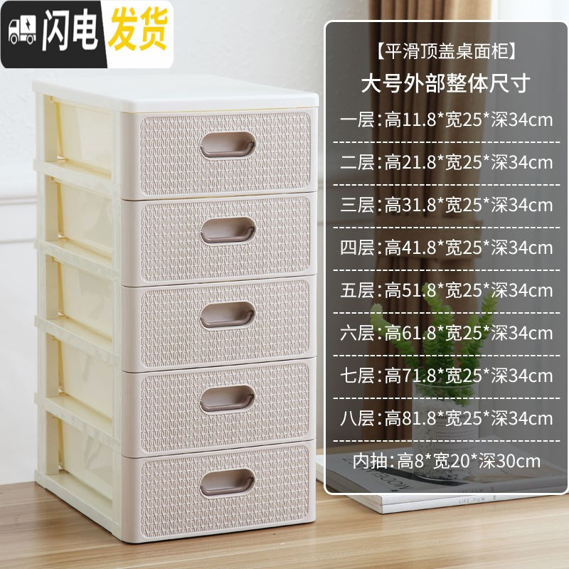 三维工匠桌面收纳盒办公塑料多层抽屉式化妆品收纳柜杂物饰品梳妆台整理。 3层_25宽平顶欧咖10个