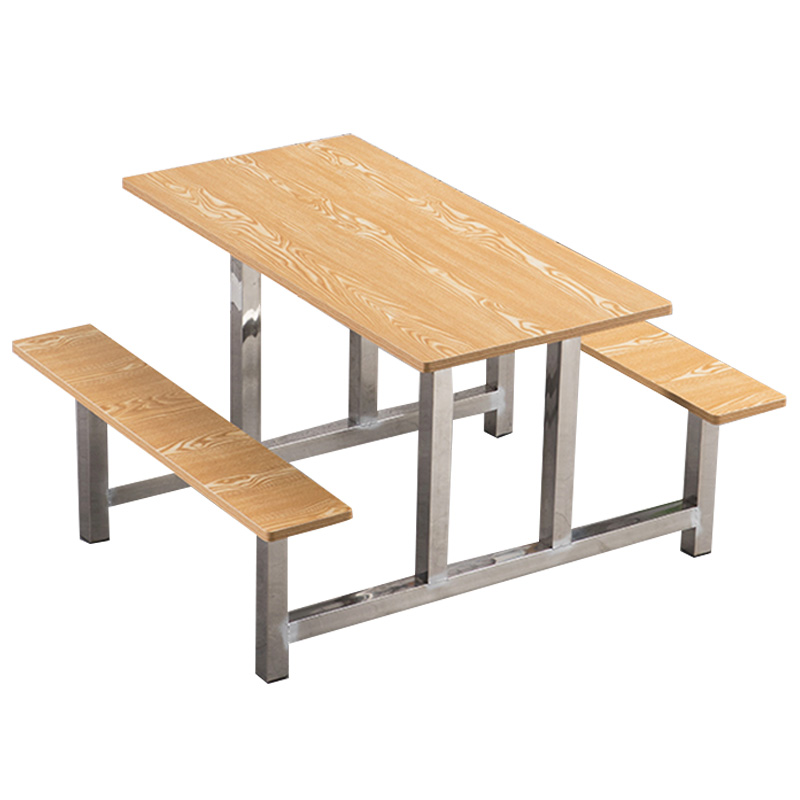 汉诺鑫威学校食堂不锈钢餐桌椅4人6人14人位工厂员工饭堂连体快餐桌椅组合4人位防火板高清大图