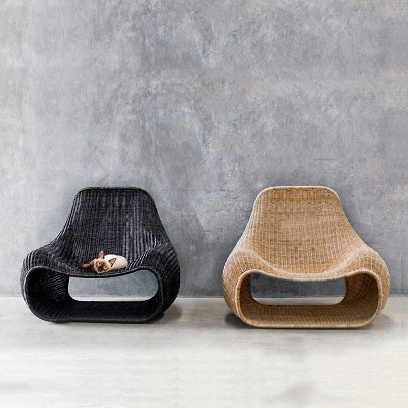 质凡 民宿创意设计师户外室内藤椅家具北欧简约东南亚藤沙发酒店样板房休闲椅 品禅[黑色]高清大图