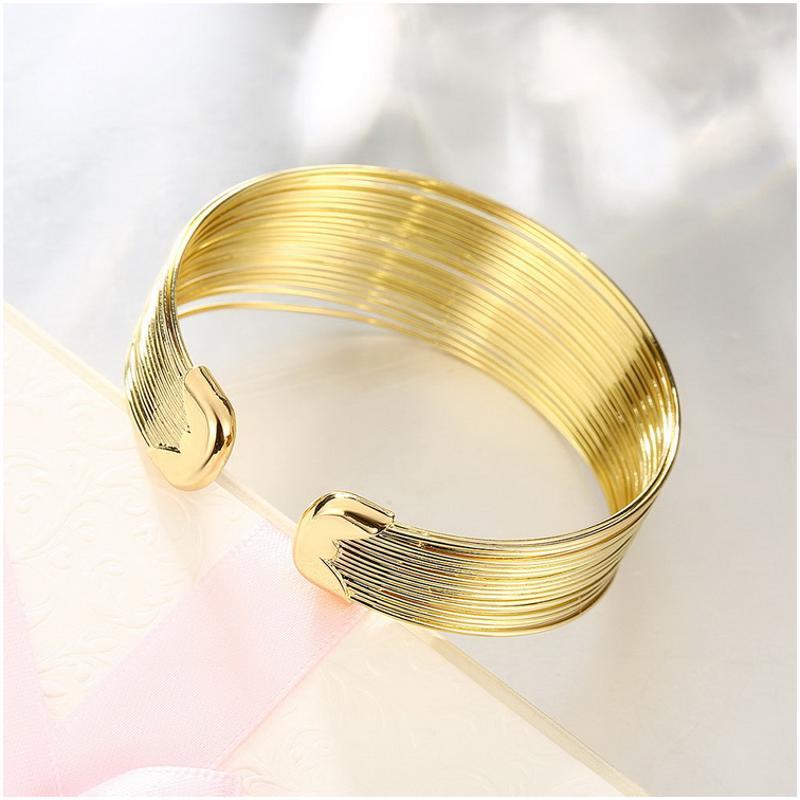 Z005 Women Gold Bracelet 女士开口手镯镀18K黄金色日韩首饰配饰送女朋友七夕情人节礼物