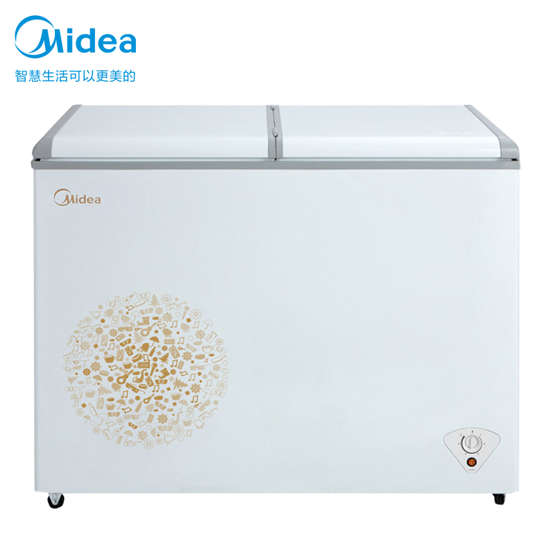 美的(Midea)220升 卧式冷柜冰柜 双温柜冷藏冷冻 蝴蝶门 冷柜 家用商用 节能大冰柜 BCD-220VM(E)