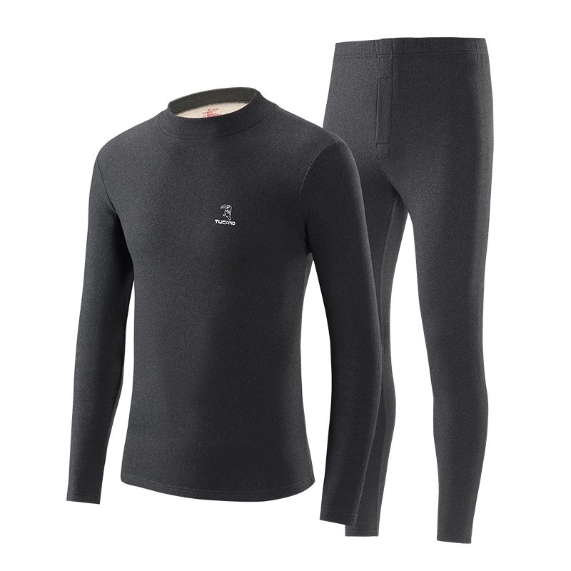 啄木鸟男士保暖内衣秋衣秋裤套装秋冬季德加绒加厚羊绒发热打底衫高清大图