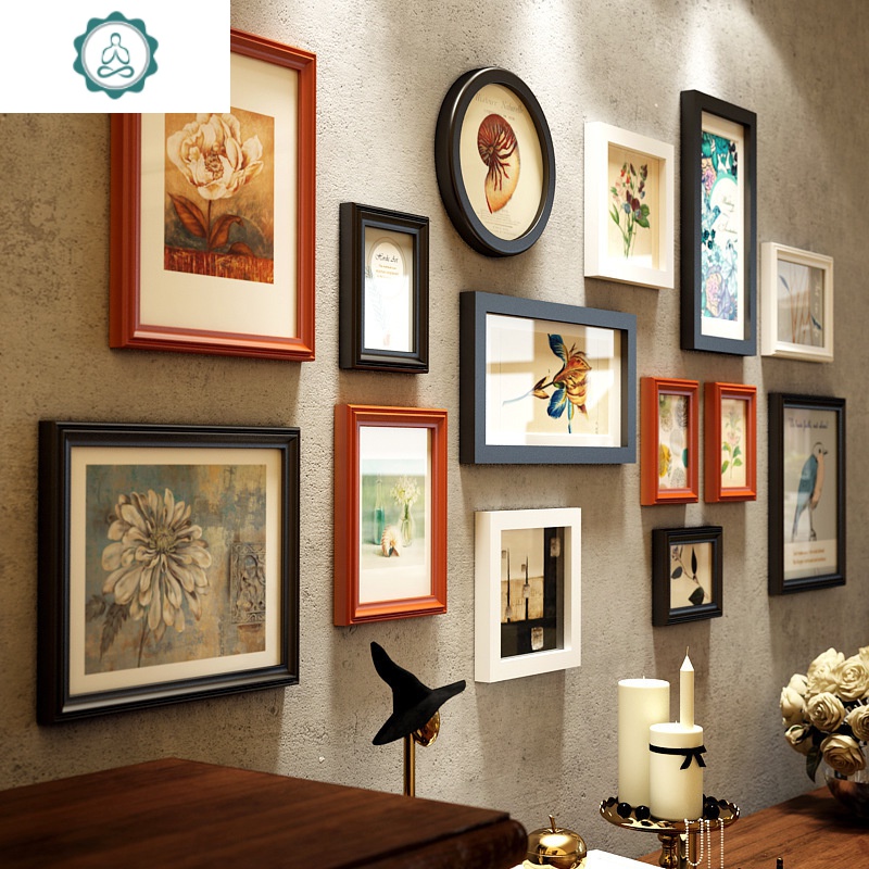 欧式实木照片墙装饰画框挂墙客厅创意组合美式相框墙复古相片墙封后