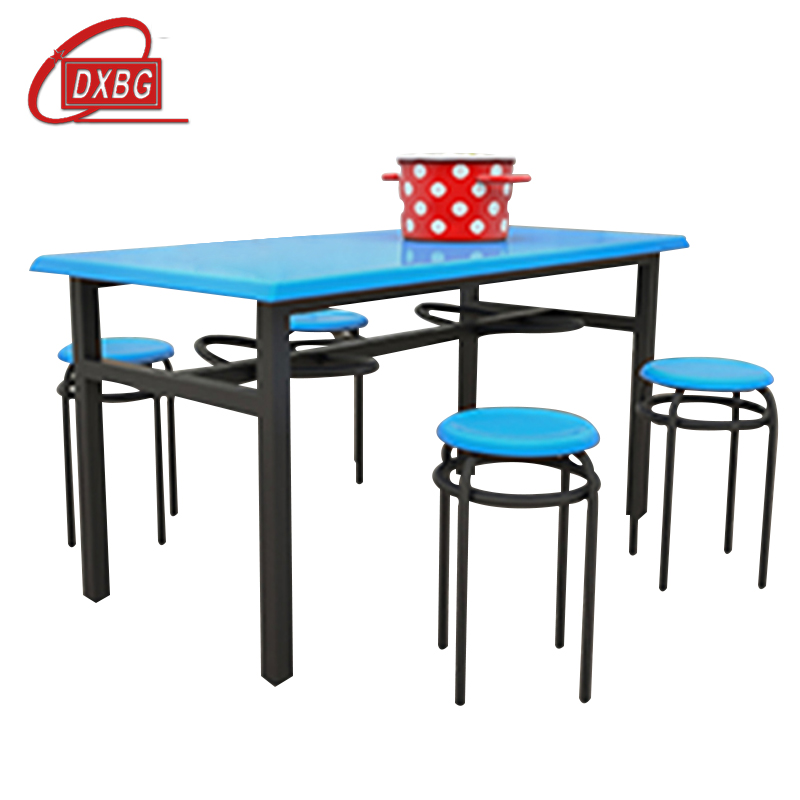 DXBG玻璃钢冷轧钢餐桌学生食堂公司职员户外桌椅组合1.2米餐桌+4把椅高清大图