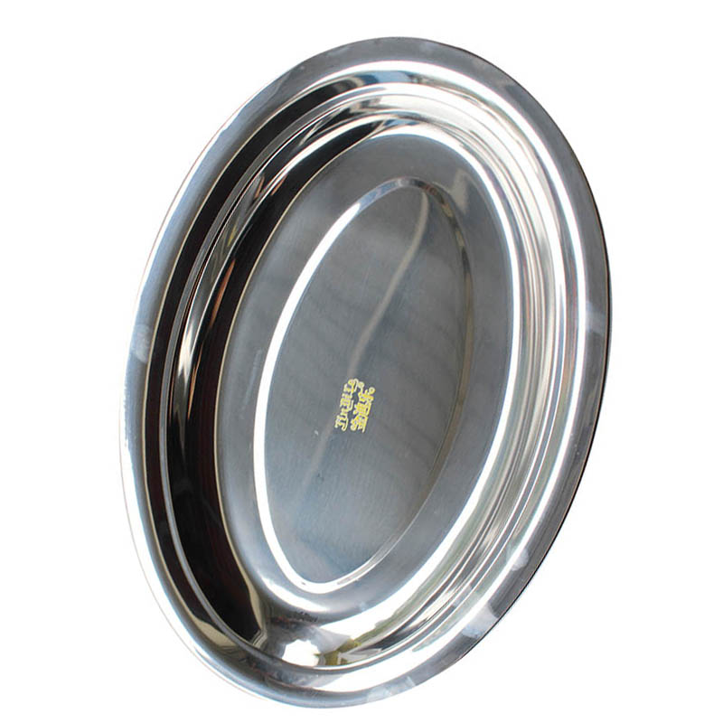 金迪乐不锈钢椭圆形菜碟子蛋形鱼盘高清大图