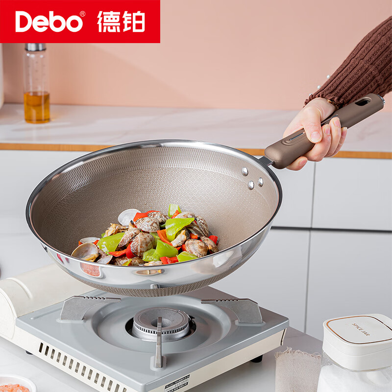 德铂(Debo) 乔治有钛蜂窝0涂层炒锅燃气灶电磁炉通用30cm 32cm 30口径单个 DEP-DS436