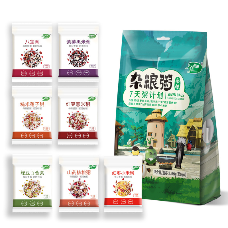 十月稻田 五谷杂粮7天粥计划150g*7袋 早餐粗粮八宝粥组合1.05kg